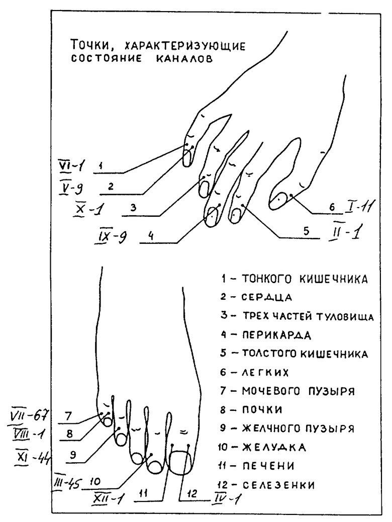 Точки акупунктура схема