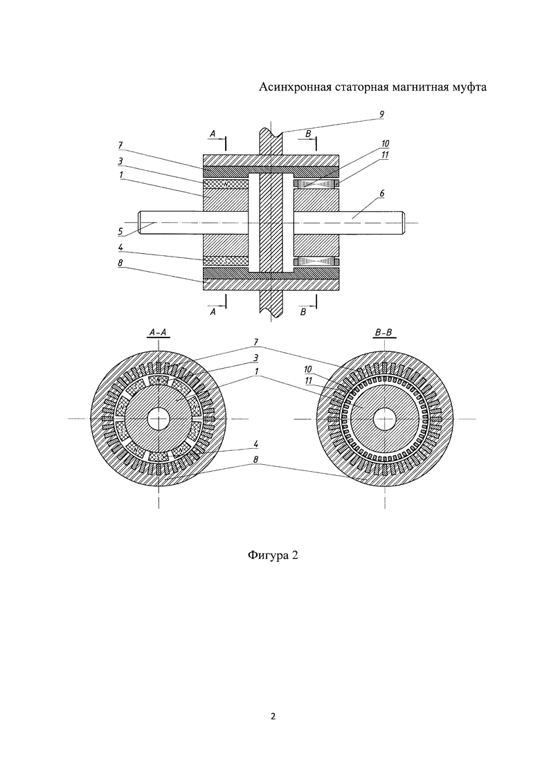 АСИНХРОННАЯ СТАТОРНАЯ МАГНИТНАЯ МУФТА. Российский патент 2018 года RU  2658303 C1. Изобретение по МКП H02K49/02 .