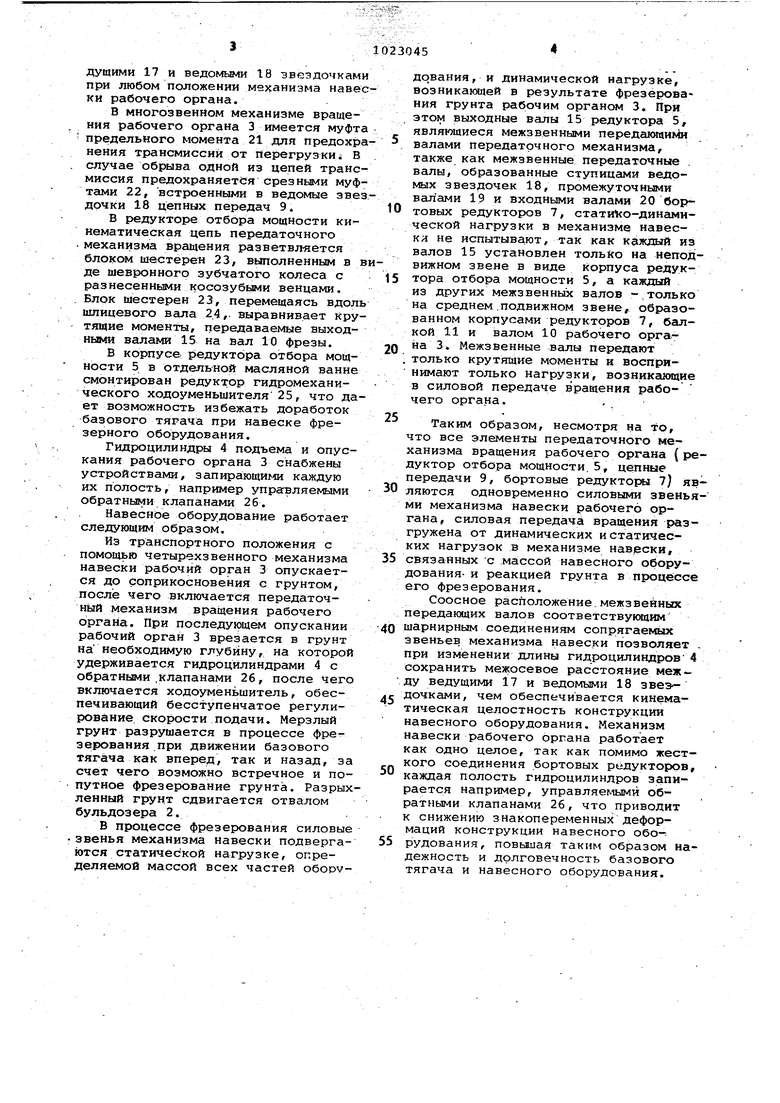 Навесное оборудование для разработки мерзлых грунтов. Советский патент 1983  года SU 1023045 A1. Изобретение по МКП E02F5/30 .