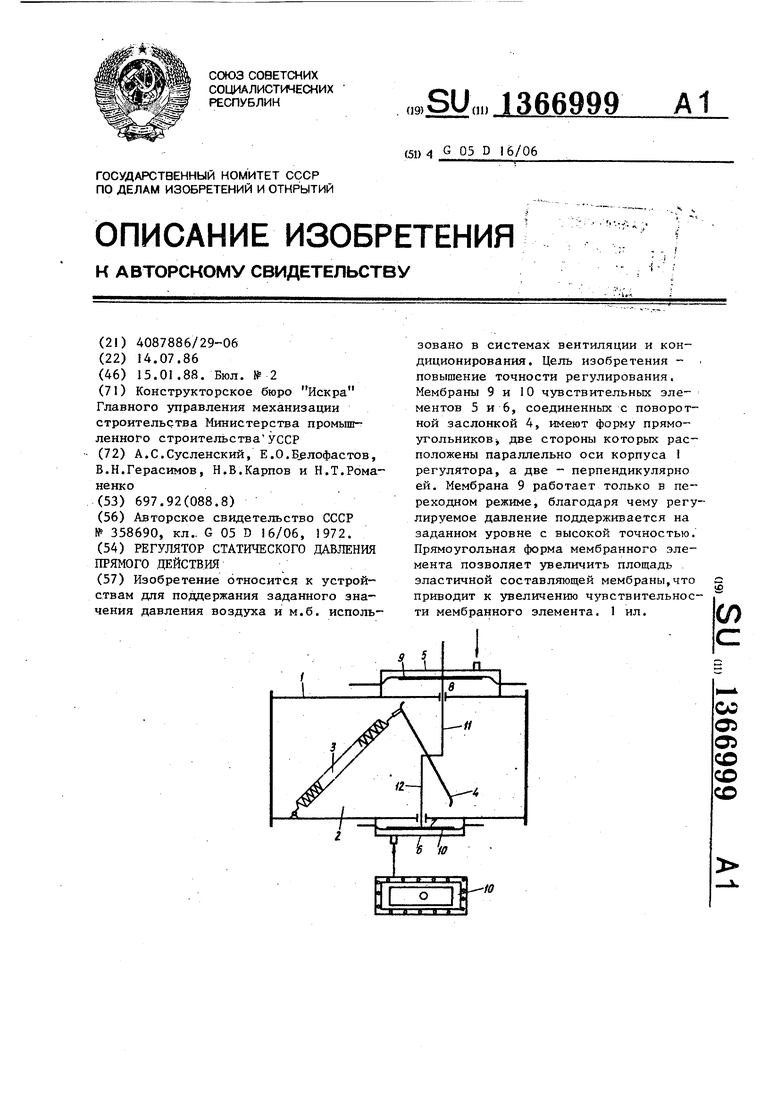 Регуляторы статического давления. Датчик статического давления воздуха.