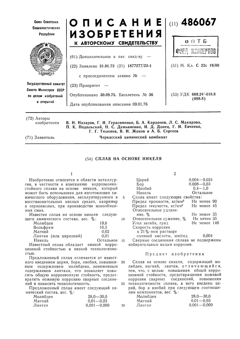 Сплав на основе никеля 5 букв