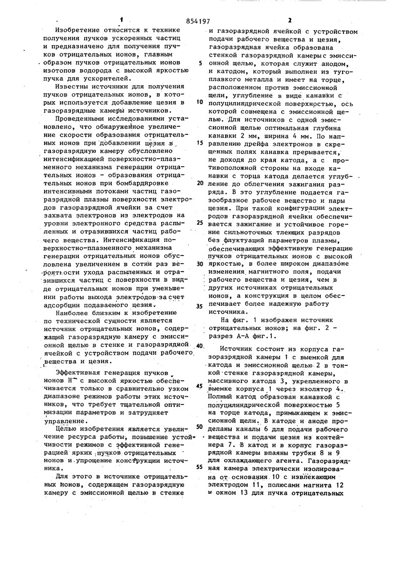 Источник отрицательных ионов. Советский патент 1986 года SU 854197 A1.  Изобретение по МКП H01J27/04 .