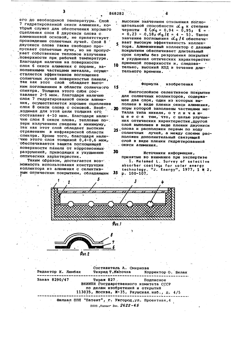 Многослойное селективное покрытие для солнечных коллекторов. Советский  патент 1981 года SU 868282 A1. Изобретение по МКП F24J3/02 .